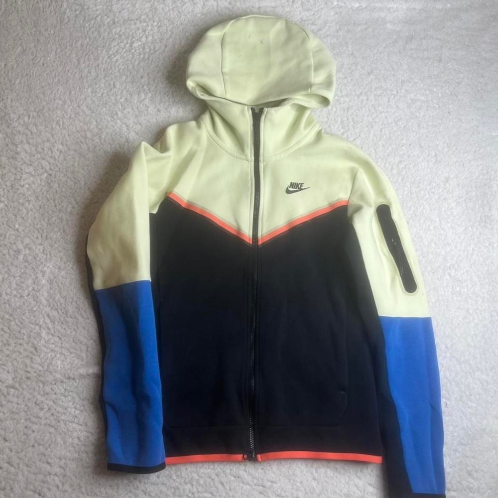 Nike tech men lime ice black signal‎ blue full zip hoodie casual pockets xs